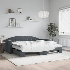 vidaXL Pat de zi cu extensie și saltele, gri închis 100x200 cm catifea