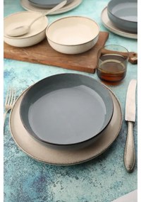 Set de veselă 16 piese, porțelan, bej/albastru