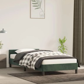 347558 vidaXL Cadru de pat cu tăblie, verde închis, 100x200 cm, catifea