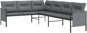 vidaXL Canapea colțar de grădină, antracit, oțel și textilenă