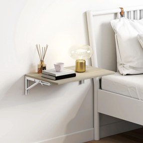 HOMCOM masă pliantă de perete 60x40 cm, birou flotant economisitor de spațiu cu colțuri rotunjite, pentru birou de acasă, living, dormitor, bucătărie, stejar | Aosom Romania