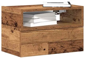 vidaXL Noptiere de perete, 2 buc., Lemn vechi, 45x26x28,5 cm