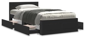 3295612 vidaXL Cadru de pat cu tăblie, negru, 90x190 cm, lemn prelucrat