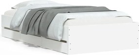 vidaXL Cadru de pat cu sertare, alb, 90x190 cm, lemn prelucrat