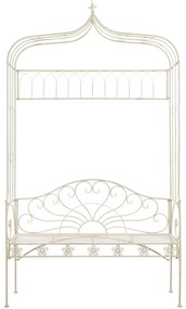 45434 vidaXL Bancă de grădină, alb vintage, 122 cm, fier