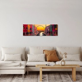 Tablou - Apus de soare, insula Burano, Veneția, Italia (cu ceas) (90x30 cm)