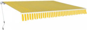 vidaXL Copertină pliabilă acționată manual, galben/alb, 600 cm
