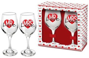 Set 2 pahare vin 220ml, Mrs&Mr Love, Bg-Tech