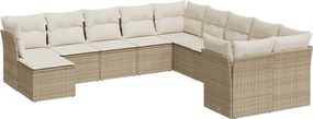 vidaXL Set canapele de grădină cu perne, 11 piese, bej, poliratan