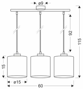 Lustră pe cablu PATTI 3xE27/60W/230V verde