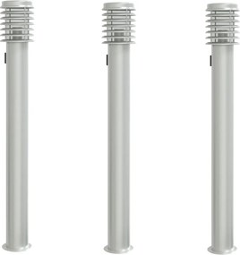 vidaXL Lămpi de podea de exterior 3 buc argintiu 110cm oțel inoxidabil