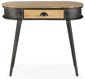 Masă consolă neagră/în culoare naturală 38x90 cm Delhi – MOME