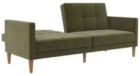 Canapea verde extensibilă cu tapițerie din catifea 207 cm Lilly – Støraa