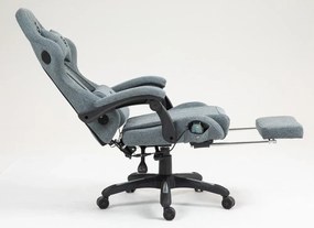 RESIGILAT- Scaun gaming, Masaj in 7 puncte, Boxe Bluetooth, funcție șezlong, 90-155 grade, suport picioare, textil, Gri