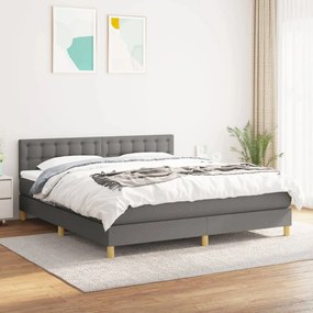 3140946 vidaXL Pat continental cu saltea, gri închis, 160x200 cm, țesătură