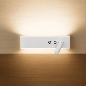 Aplica LED de perete RESORT, LED/10W/230V + LED/3W, albă, dreaptă