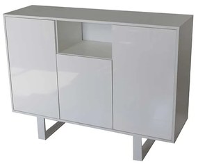 COMODA IANIA, 120X36X90 CM, 3USI, CULOARE ALB, PAL, CADRU METAL