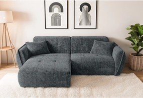 Colțar gri închis cu tapițerie din chenille (cu colț pe partea stângă/cu șezlong) Nelia – Ropez