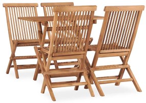 vidaXL Set mobilier de exterior pliabil, 5 piese, lemn masiv de tec