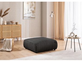 Taburet gri închis cu tapițerie din catifea reiată Justin – Ropez