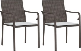 vidaXL Scaune de grădină cu perne, 2 buc., maro, 56x59x84 cm poliratan