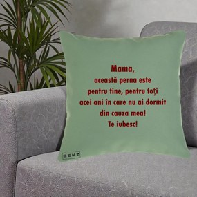 Cadou pentru Mama - Perna Personalizata Perna pentru Mama, 40x40 cm, Verde, Husa Detasabila, Perna Inclusa, BEKZ®
