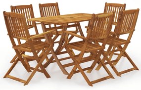 vidaXL Set mobilier de exterior pliabil, 7 piese, lemn masiv de acacia