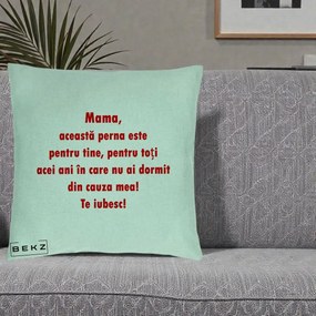 Cadou pentru Mama - Perna Personalizata Perna pentru Mama, 40x40 cm, Verde Menta, Husa Detasabila, Perna Inclusa, BEKZ®