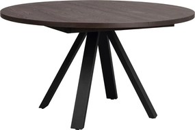 Masă de dining maro închis rotundă extensibilă cu aspect de lemn de stejar ø 135 cm Maddock – Rowico