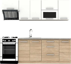 Set bucatarie NOVA PLUS, stejar sonoma/alb, PAL, 240 cm