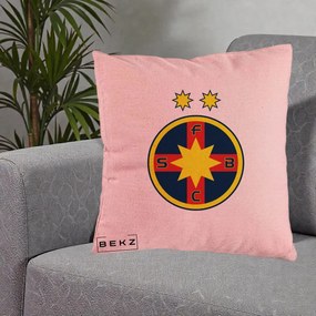 Perna Personalizata FCSB Fotbal Club Steaua Bucuresti, 40x40 cm, Roz, Husa Detasabila, Perna Inclusa, BEKZ®