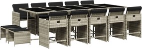 vidaXL Set mobilier de grădină cu perne 15 piese gri deschis poliratan