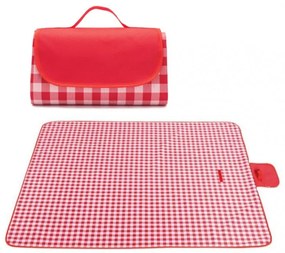 Pătură de picnic cu model în carouri roșu și alb 200 x 145 cm