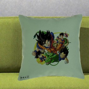 Perna Personalizata Dragon Ball Goku si Shenron Actiune, 40x40 cm, Verde, Husa Detasabila, Perna Inclusa, BEKZ®