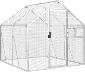 vidaXL Volieră de păsări, argintiu, 1,79x2x1,85 m, aluminiu