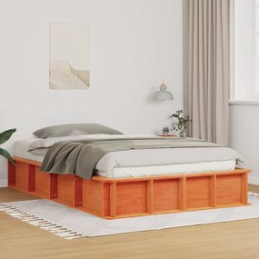 vidaXL Cadru de pat cu depozitare Manual Maro ceruit 140 x 190 cm Lemn masiv