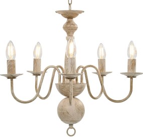 Candelabru antichizat, alb, becuri E14 x 5