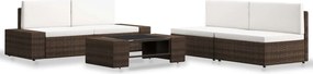 vidaXL Set mobilier de grădină, 5 piese, maro, poliratan