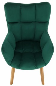 Fotoliu de design, catifea Velvet smarald/stejar, FONDAR