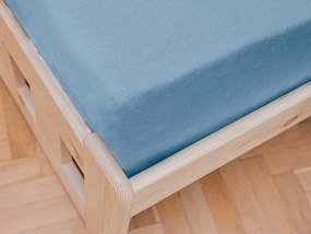 Cearsaf jersey pentru patut copii albastru deschis 70 x 140 cm