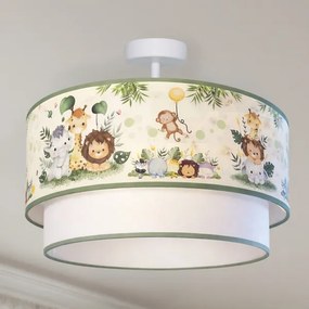 Brilagi-LED Plafonieră pentru copii BOBO, 1xE27/60W/230V, Ø40 cm, crem/verde/junglă