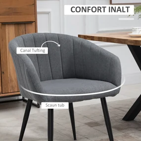 HOMCOM Set 2 Scaune Elegante și Confortabile pentru Bucătărie și Living, Tapițate, Gri Întunecat | Aosom Romania