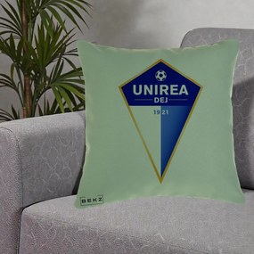 Perna Personalizata Unirea Dej 1921 Fotbal, 40x40 cm, Verde, Husa Detasabila, Perna Inclusa, BEKZ®