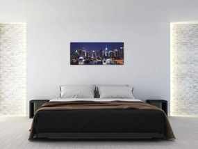 Tablou - Zgârie-nori din New York iluminate (120x50 cm)