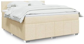 vidaXL Pat continental cu saltea, crem, 180x200 cm, textil