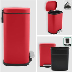 Coș de gunoi roșu cu pedală din oțel 5 l Akira – Spirella