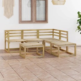 Set mobilier de gradina, 6 piese, lemn de pin verde tratat