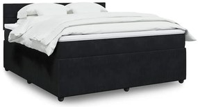 vidaXL Pat box spring cu saltea, negru, 180x200 cm, catifea