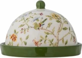 Untieră din ceramică artizanală natur cu motive florale botanice multicolor, 16×10,5 cm, "Bloomie"