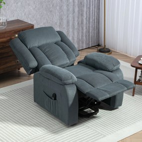 HOMCOM Fotoliu cu ajutor la ridicare din material textil moale, Fotoliu recliner cu telecomandă și buzunare laterale, Gri | Aosom Romania